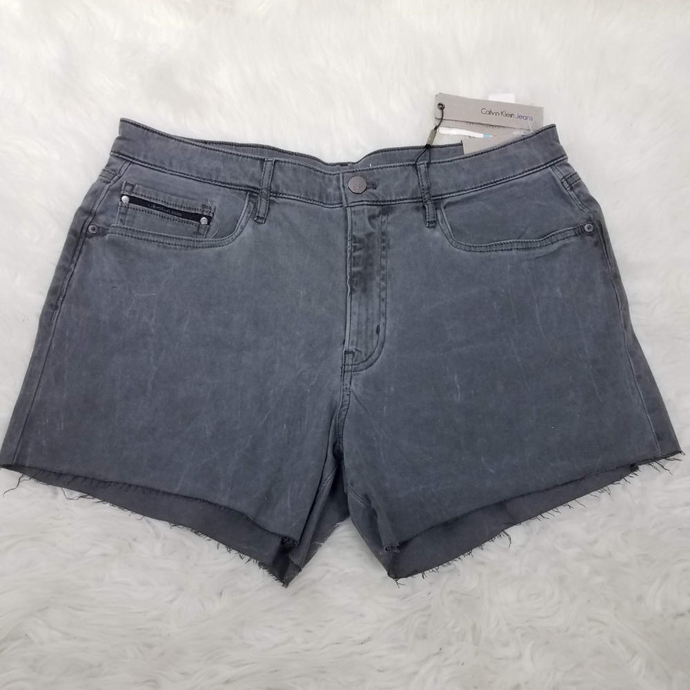CK Jean Shorts Sateen Sz 29 31 Gray F3
